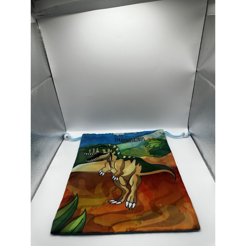 Tyrannosaurus Dinosaur Drawstring Bag – Blue Watercolor T-Rex Design